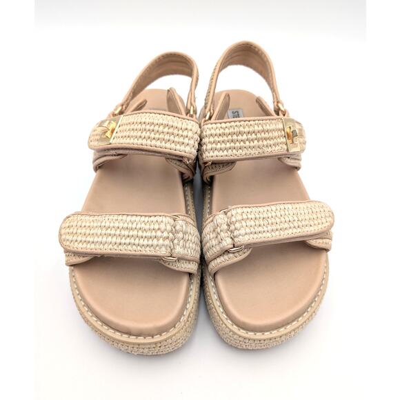 Steve Madden Bigmona Platform Sandals Women's Natural Raffia Size US8M EU38.5 - Picture 3 of 12